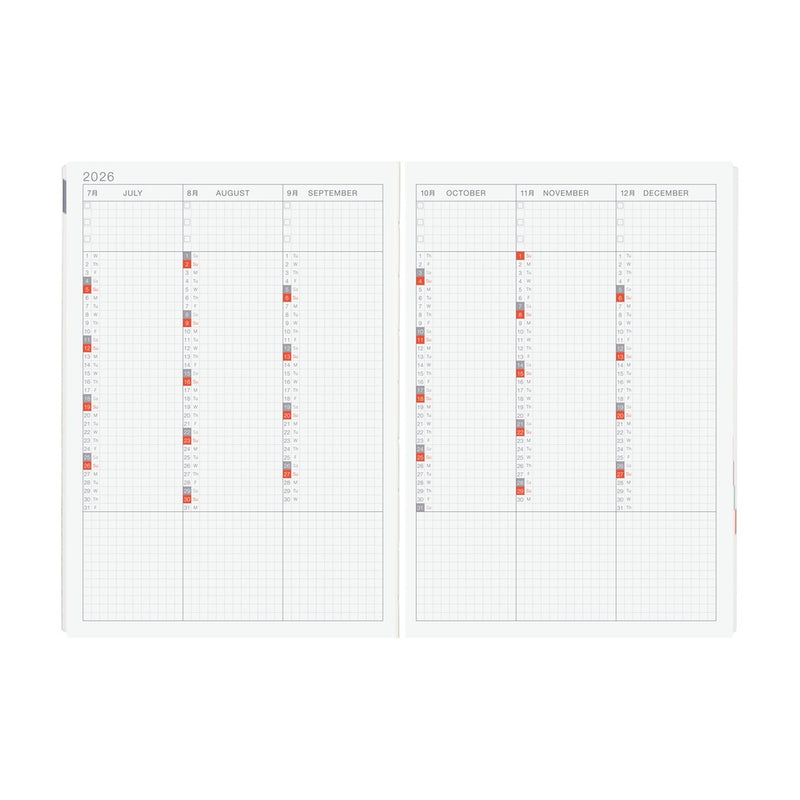 Hobonichi Techo A5 HON 2026 Paper Series: Black Gingham (January Start)