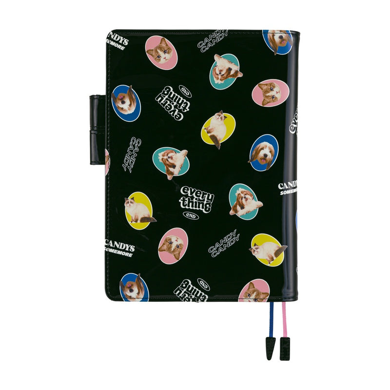 Hobonichi A5 Cover - Candy Stripper: Random Dog & Cat (Black)