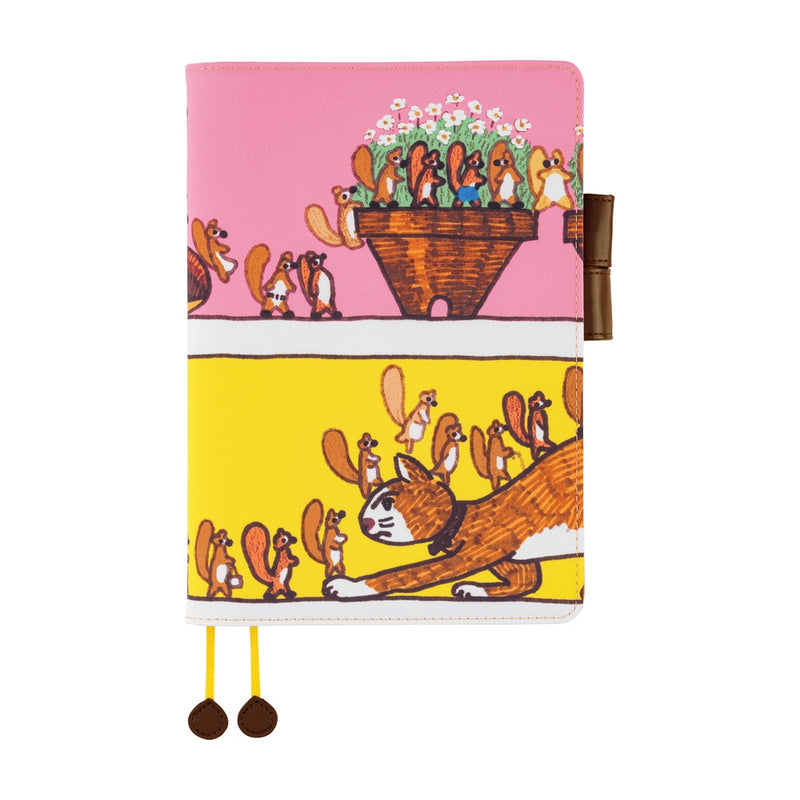 Hobonichi A5 Cover - 100%ORANGE: Where's the Squirrel Going