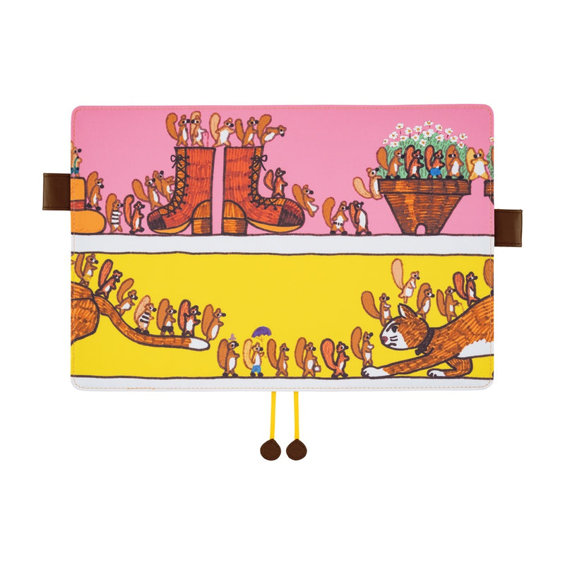 Hobonichi A5 Cover - 100%ORANGE: Where's the Squirrel Going