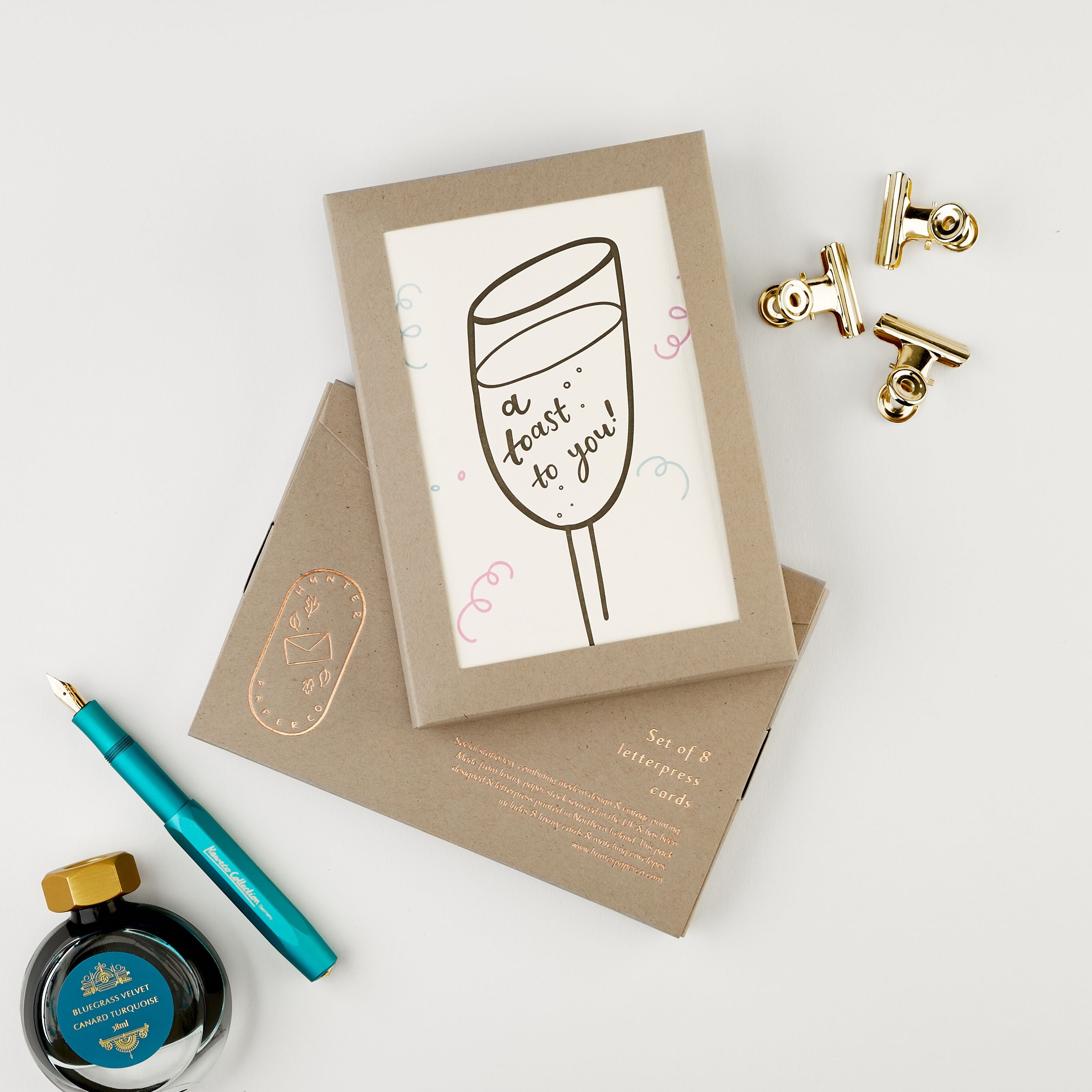 A Toast To You Pack of 8 Letterpress Cards, £12.00