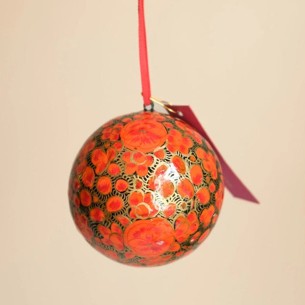 East End Press Red & Gold Papier Mache Bauble