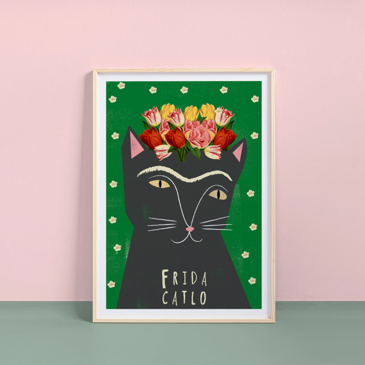 Niaski Frida Catlo Cat A4 Art Print