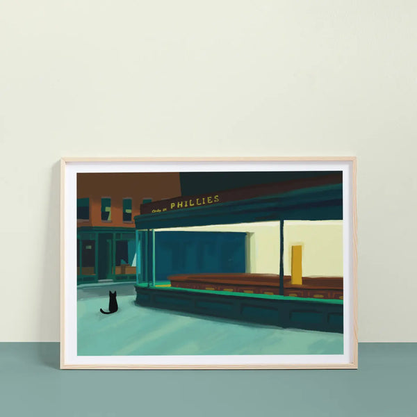 Hoppurr Night Cat A4 Art Print