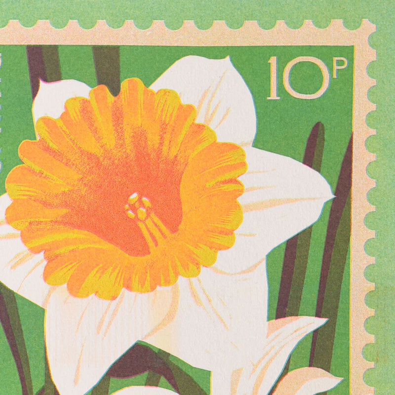 Daffodil Stamp - A5 Risograph Print