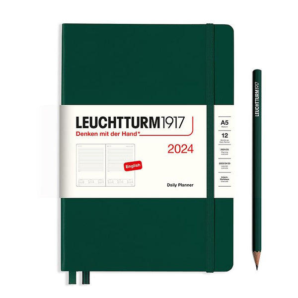 Leuchtturm 2024 Hardcover Diary - Daily Planner A5 Forest Green