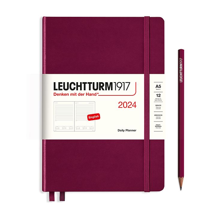 Leuchtturm 2024 Hardcover Diary - Daily Planner A5 Port Red