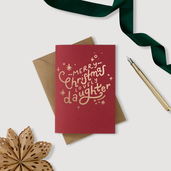 Merry Christmas Daughter Foil Letterpress Card