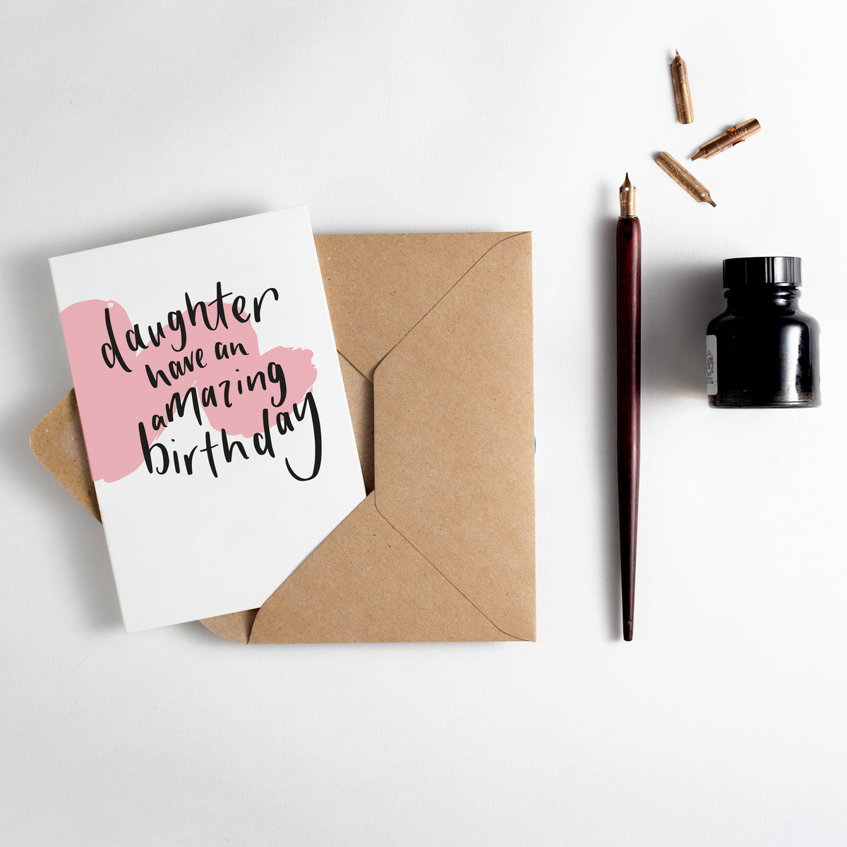 Daughter Have An Amazing Birthday Brush Strokes Letterpress Card