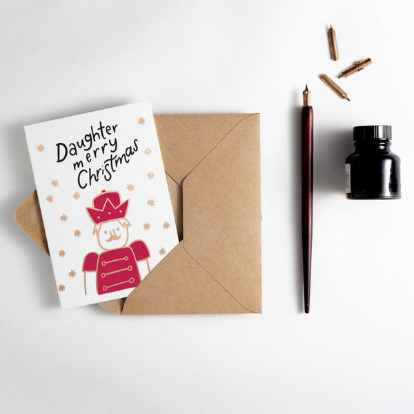 Merry Christmas Daughter Nutcracker Letterpress Card