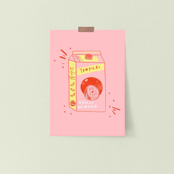 Kerrie Illustrates Tropical Juice Carton Art Print