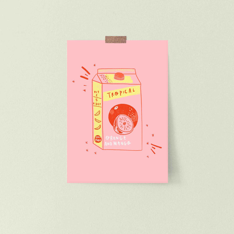 Kerrie Illustrates Tropical Juice Carton Art Print