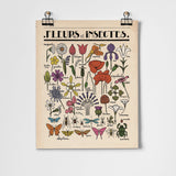 Fleurs Et Insectes A3 Art Print