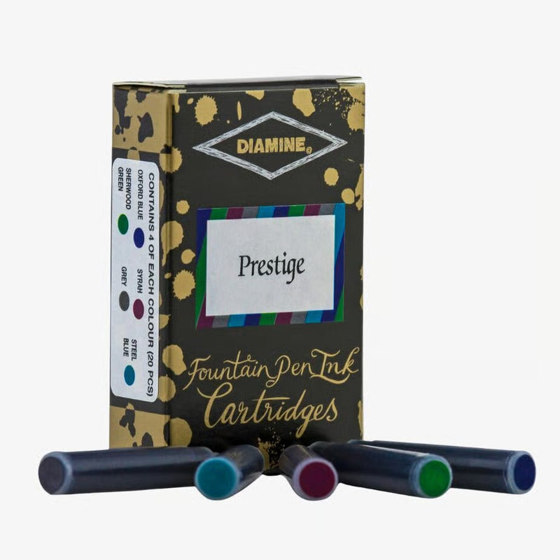 Diamine Fountain Pen Ink Cartridges - Mixed Pack of 20 - Prestige
