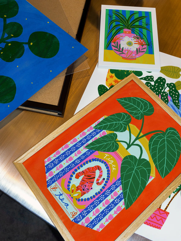 Kerrie Illustrates Alocasia Plant in a Vintage Tiger Tin Art Print