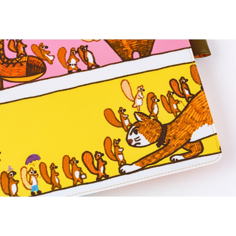 Hobonichi A5 Cover - 100%ORANGE: Where's the Squirrel Going