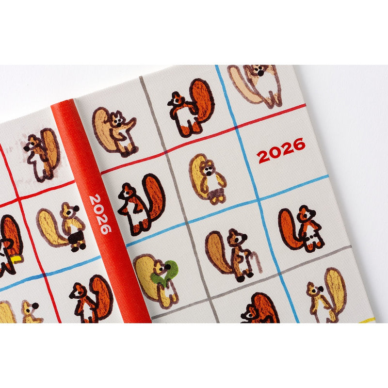 Hobonichi Weeks 2026 100%ORANGE: Squirrel's Moving Day (January Start)