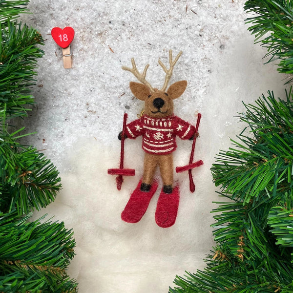 Skiing Reindeer Tree Hanging Decoration