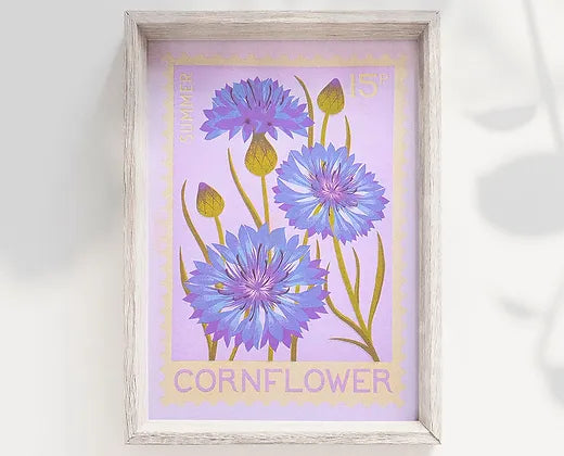 Cornflower Stamp - A5 Risograph Print