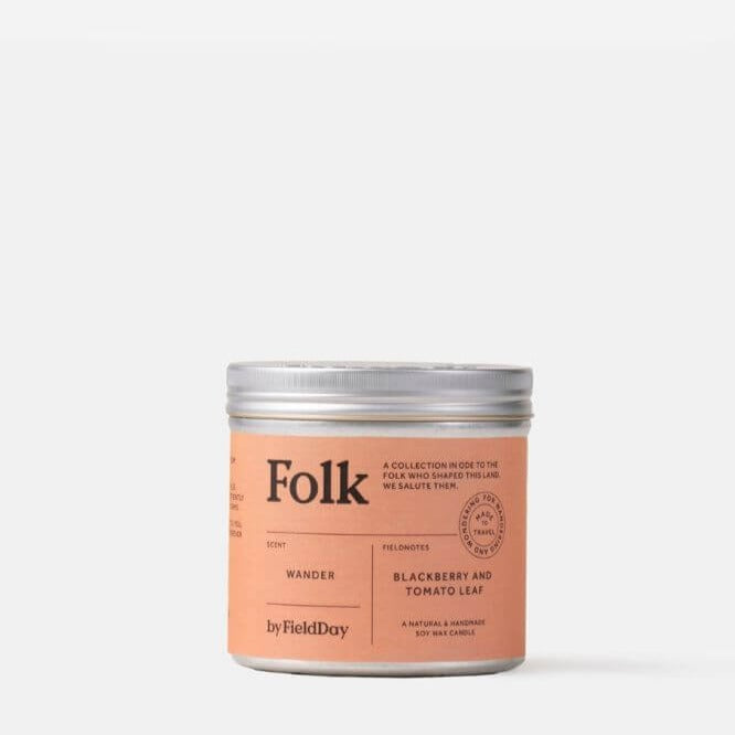 FieldDay Wander Folk Tin Candle - Blackberry and Tomato Leaf