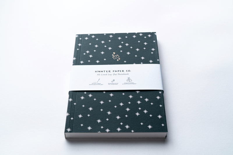 Hunter Paper Co. Teal Stars A5 Lined Notebook