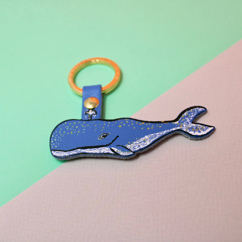 Humpback Whale Leather Keyring