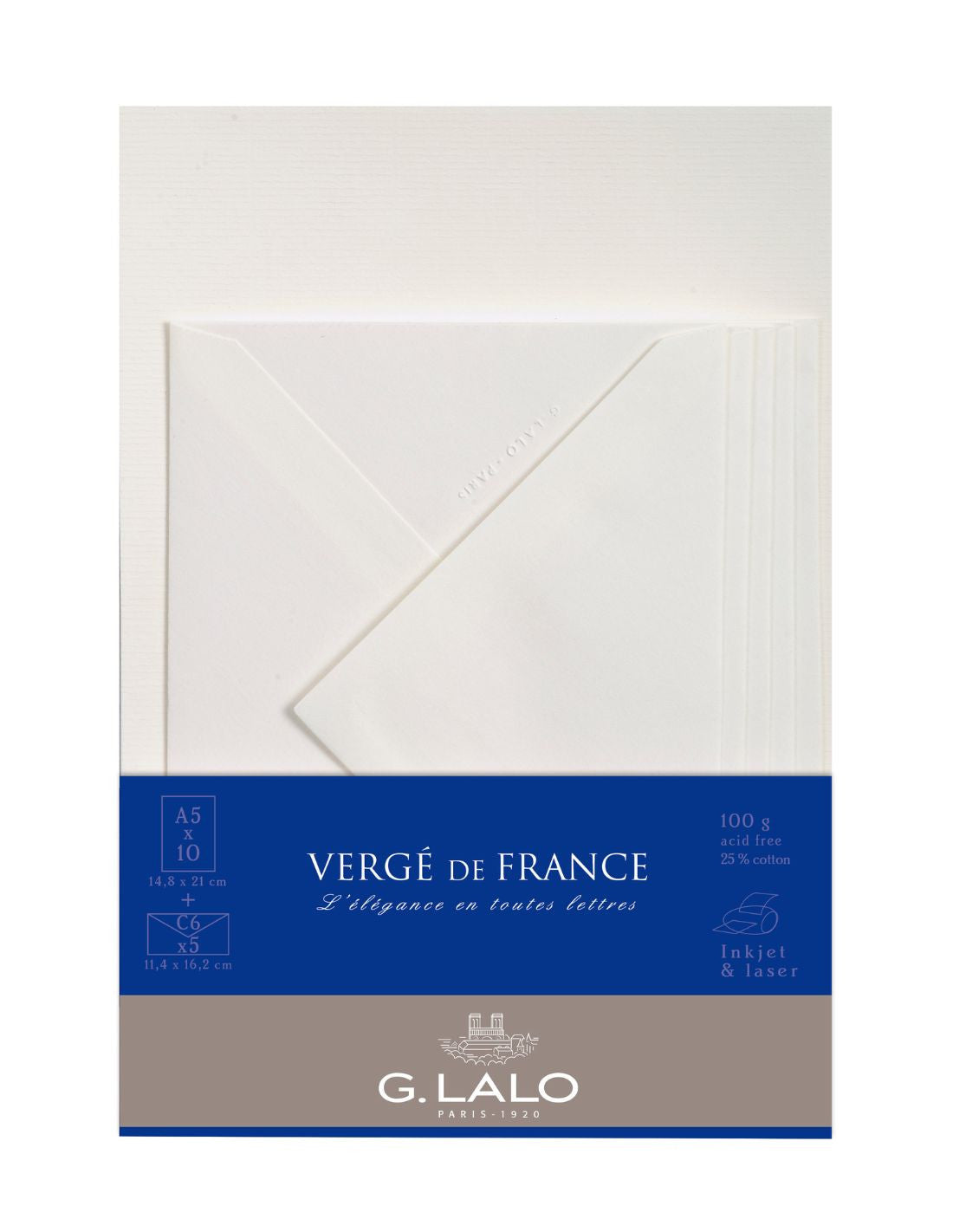 G. Lalo Verge de France Writing Set - A5 Sheets & C6 Envelopes