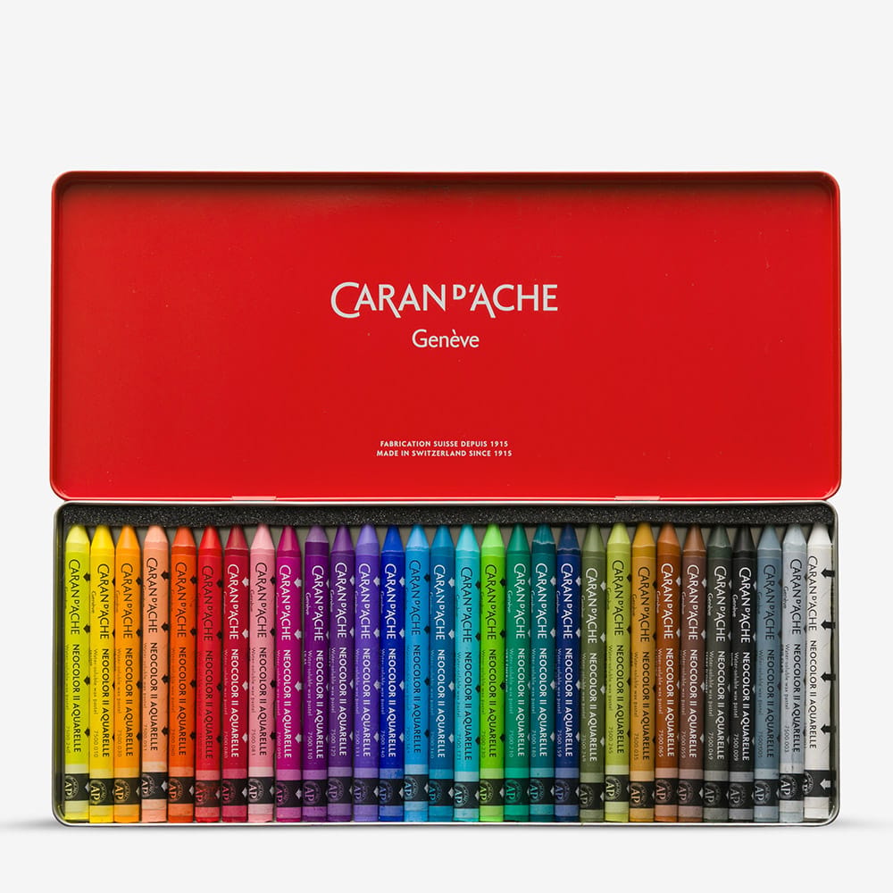 Caran d'Ache Neocolor II Aquarelle Wax Pastels Tin Set of 30