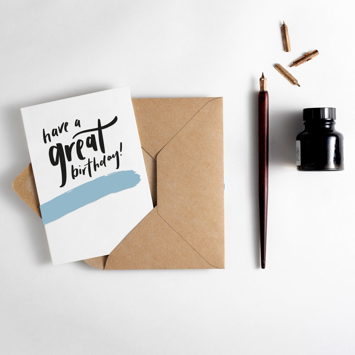Have A Great Birthday Brush Strokes Letterpress Card