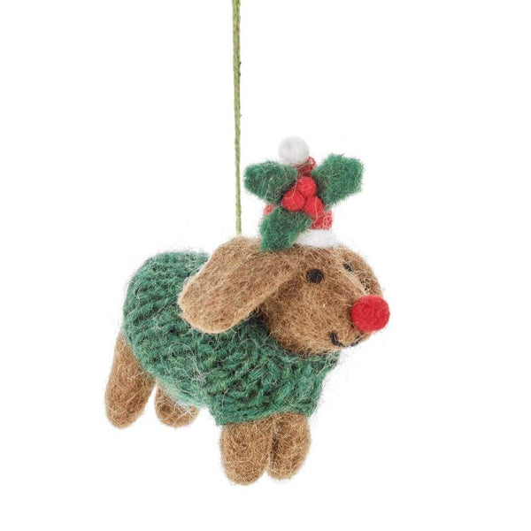 Rudolph Dachshund Christmas Tree Hanging Decoration