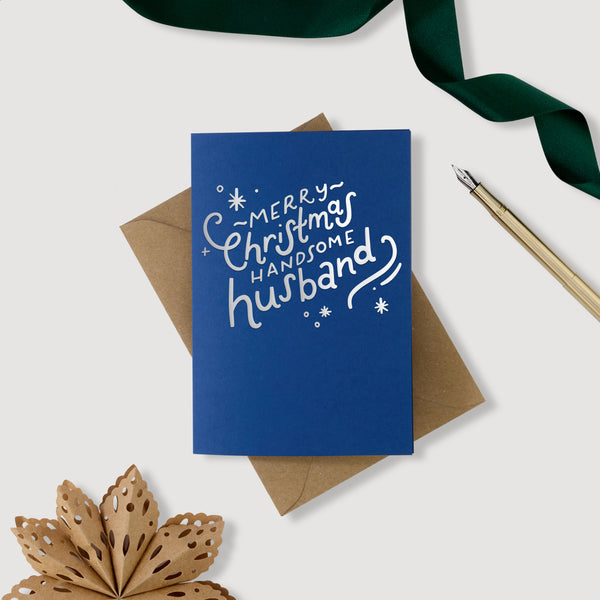 Merry Christmas Handsome Husband Foil Letterpress Card