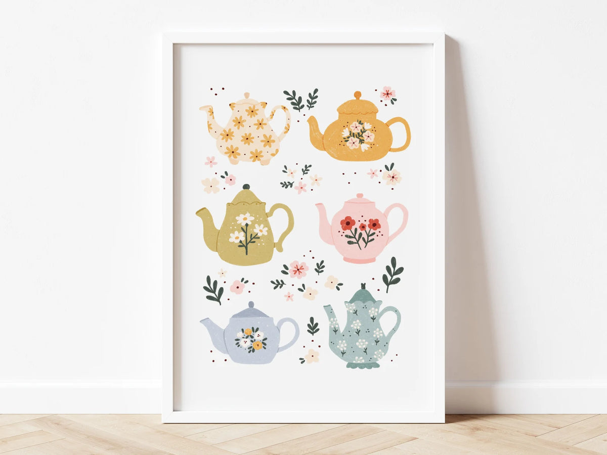 Och Monika A5 Print - Pastel Teapots