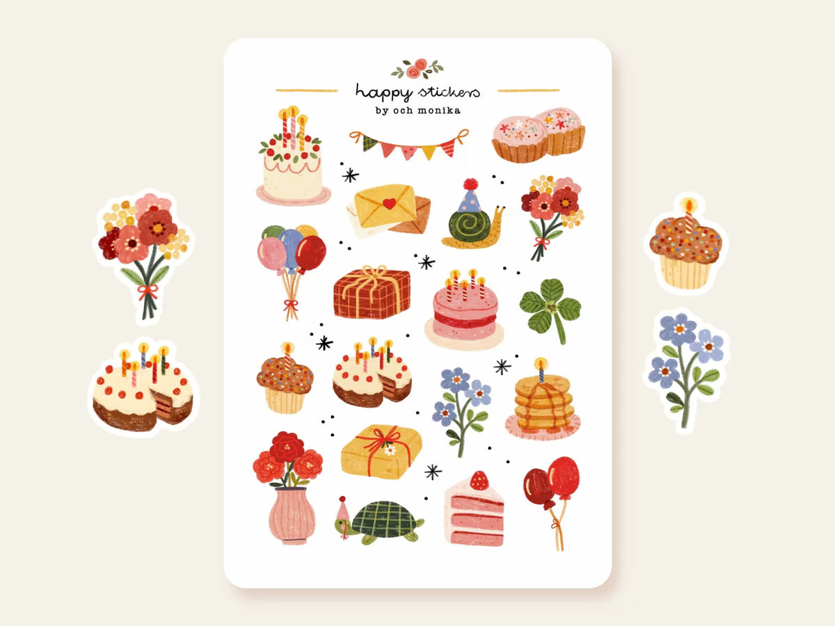 Och Monika Stickers - Happy Birthday