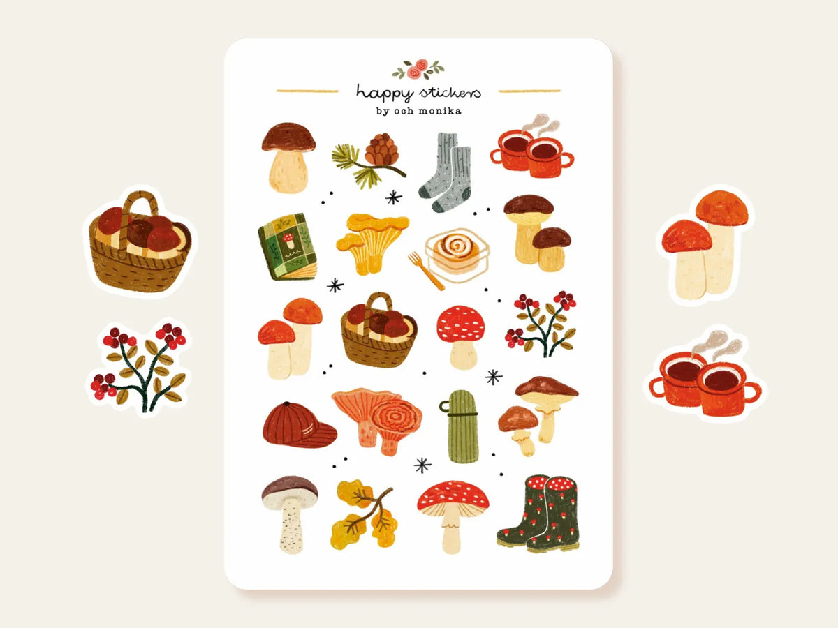 Och Monika Stickers - Mushroom Picking
