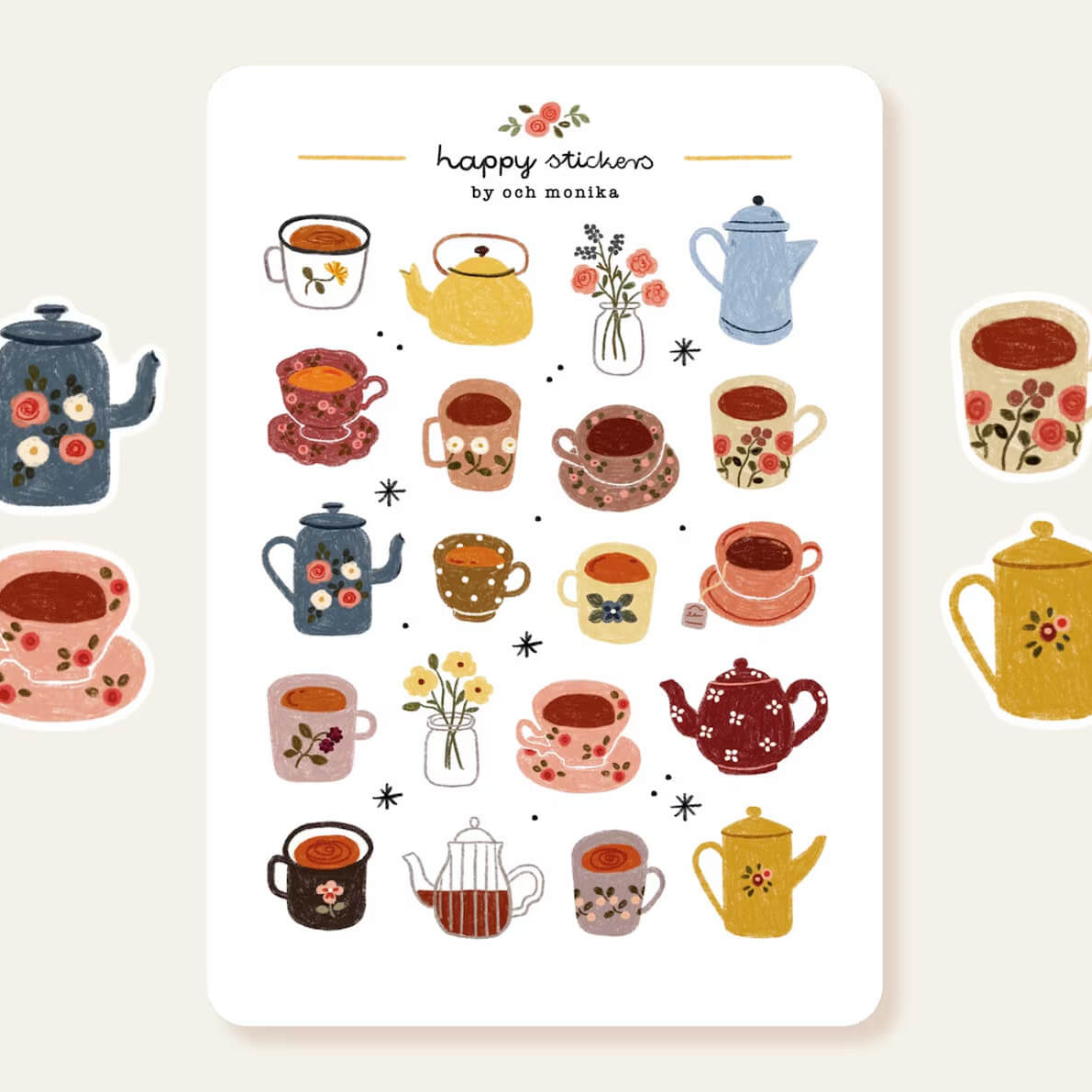 Och Monika Stickers - Little Teacups