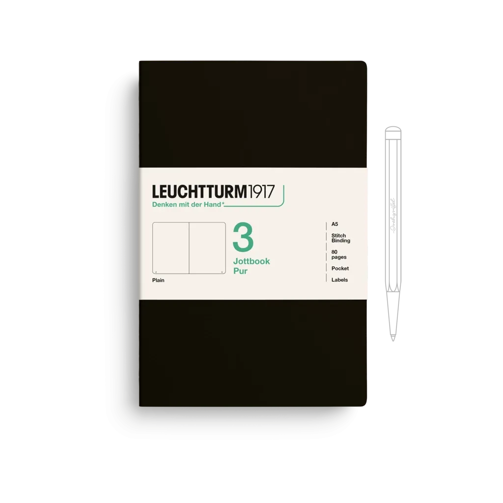 Leuchtturm 1917 A5 Jottbook Pur - Pack of 3 - Blank