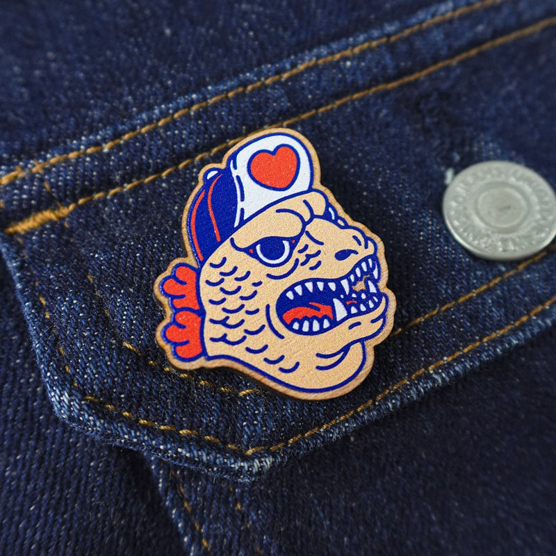 Kaiju Wooden Pin Badge