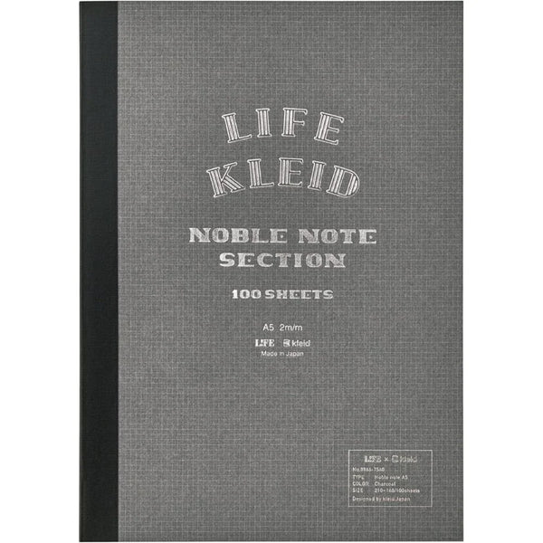 Kleid x Life Noble Notebook A5 - 2mm Grid - Charcoal