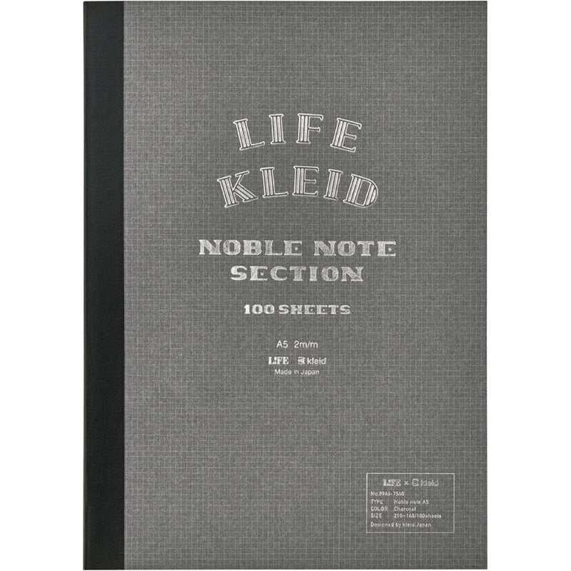 Kleid x Life Noble Notebook A5 - 2mm Grid - Charcoal