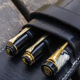Galen Leather Flap Pen Case for Three Pens