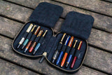 Galen Leather Zippered 10 Slots Pen Case