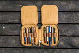 Galen Leather Zippered 10 Slots Pen Case