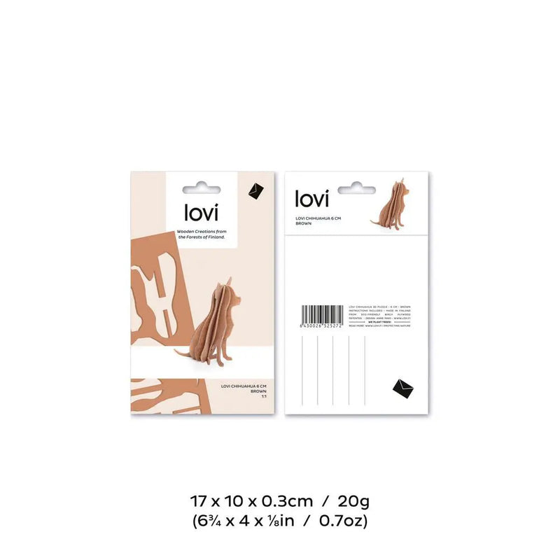 Lovi Chihuahua 6 cm Brown - 3D Wooden Figure
