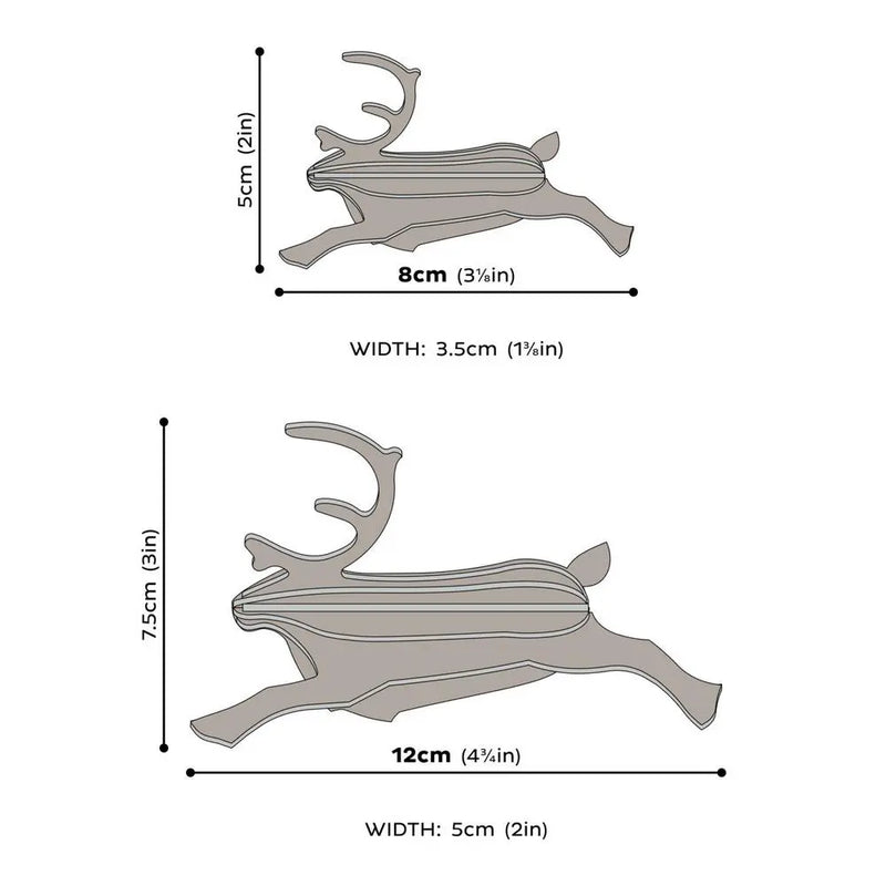 Lovi Natural Wood Reindeer 12cm - 3D Wooden Figure