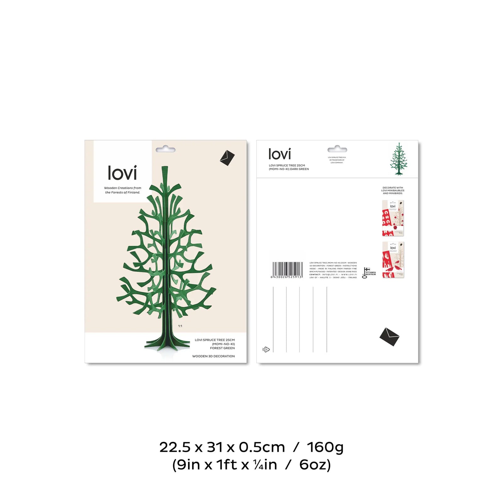 Lovi Spruce Tree 25 cm natural wood - 3D Wooden Figure, £39.95