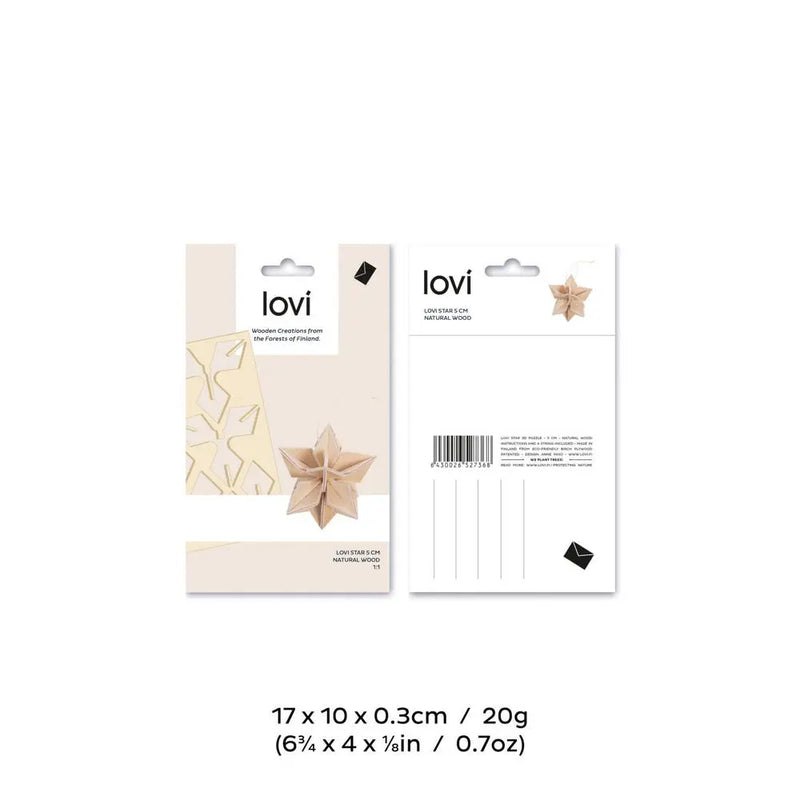 Lovi Natural Wood Star 5cm- 3D Wooden Figure