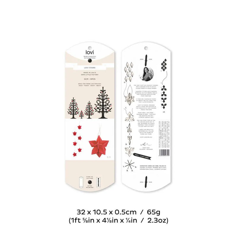 Lovi Star 5cm Pack of 6 - 3D Wooden Figure