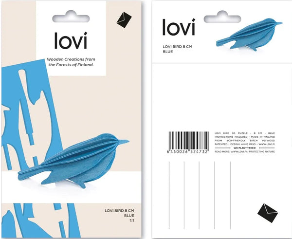 Lovi Bird 8cm Blue - 3D Wooden Figure