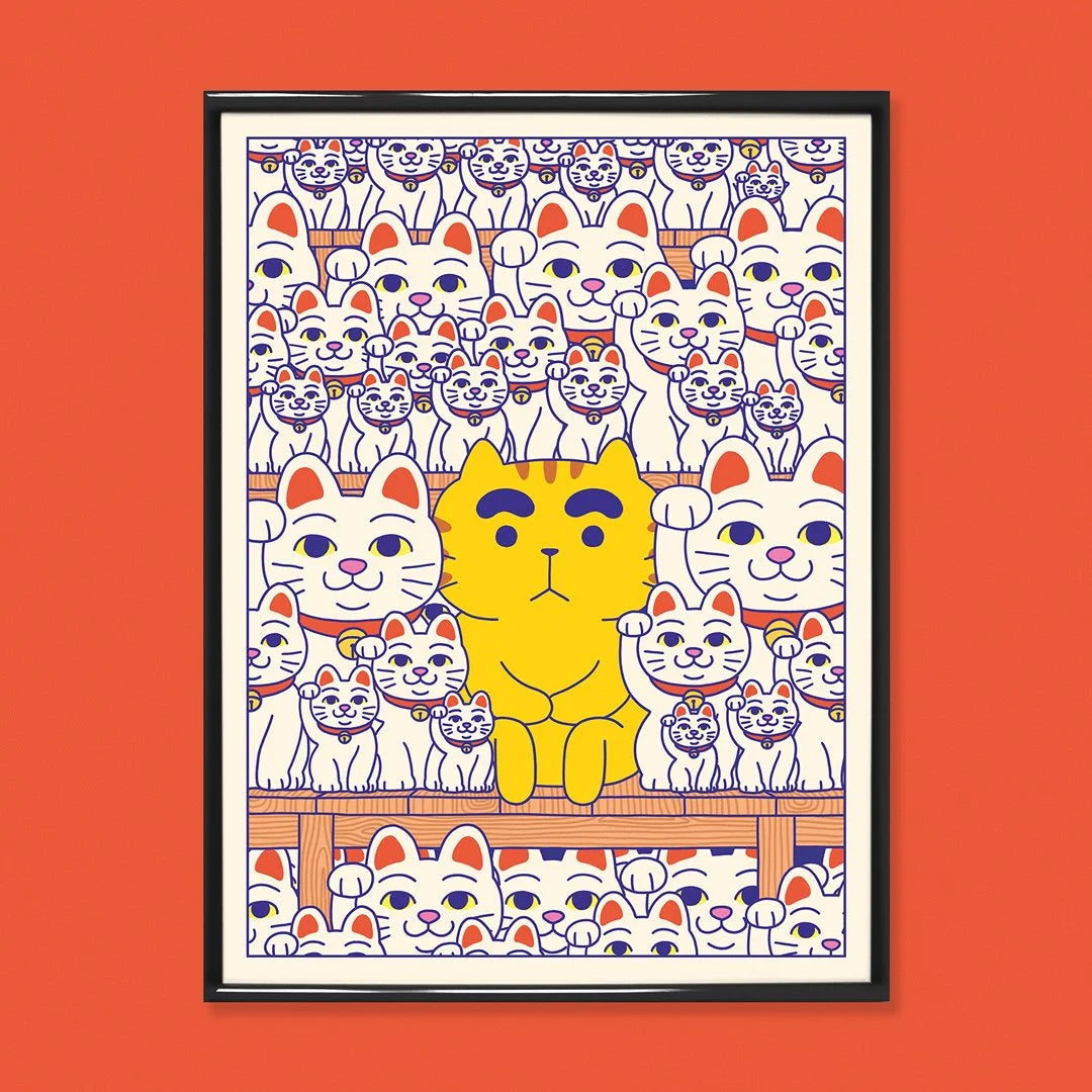 "Maneki-neko" Art Print 30 x 40cxm