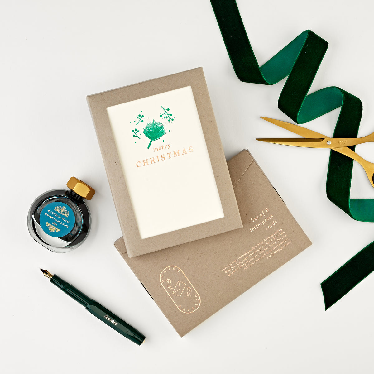 Merry Christmas Set of 8 Letterpress Christmas Cards